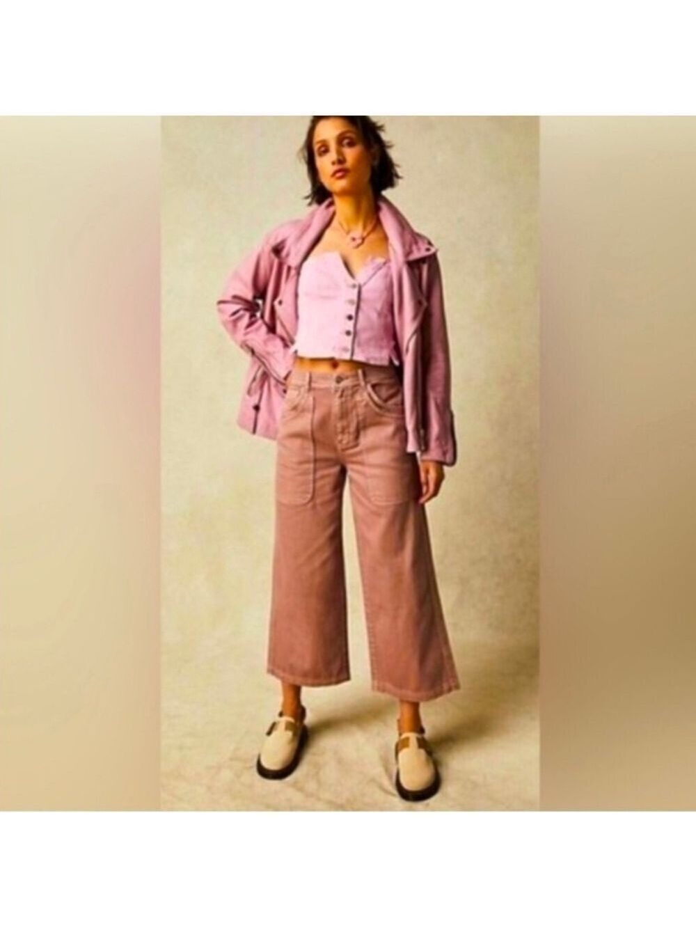 Free People Piper Mid Rise Crop Wide Leg Jeans Size 33